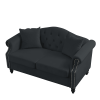 57" Chesterfield Sofa Black Velvet for Living Room, 2 Seater Sofa Tufted Couch with Rolled Arms and Nailhead for Living Room, Bedroom, Office