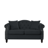 57" Chesterfield Sofa Black Velvet for Living Room, 2 Seater Sofa Tufted Couch with Rolled Arms and Nailhead for Living Room, Bedroom, Office