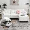 [VIDEO provided] [New] 92*63"Modern Teddy Velvet Sectional Sofa,Charging Ports on Each Side,L-shaped Couch with Storage Ottoman