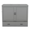 Full Size Murphy Bed with USB Port and a Large Drawer, Gray
