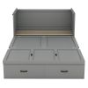 Full Size Murphy Bed with USB Port and a Large Drawer, Gray