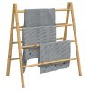 Double Towel Ladder with 4 Rungs 35.4"x19.7"x39.4" Bamboo