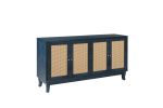 Handcrafted Premium Grain Panels,Rattan Sideboard Buffer Cabinet,Accent Storage Cabinet With 4 Rattan Doors