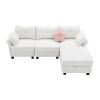 [VIDEO provided] [New] 92*63"Modern Teddy Velvet Sectional Sofa,Charging Ports on Each Side,L-shaped Couch with Storage Ottoman