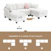 [VIDEO provided] [New] 92*63"Modern Teddy Velvet Sectional Sofa,Charging Ports on Each Side,L-shaped Couch with Storage Ottoman