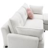 [VIDEO provided] [New] 92*63"Modern Teddy Velvet Sectional Sofa,Charging Ports on Each Side,L-shaped Couch with Storage Ottoman