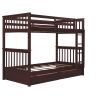 Twin-Over-Twin Bunk Bed with Ladders and Two Storage Drawers (Espresso)(OLD SKU:LT000265AAP)