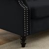 57" Chesterfield Sofa Black Velvet for Living Room, 2 Seater Sofa Tufted Couch with Rolled Arms and Nailhead for Living Room, Bedroom, Office