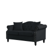 57" Chesterfield Sofa Black Velvet for Living Room, 2 Seater Sofa Tufted Couch with Rolled Arms and Nailhead for Living Room, Bedroom, Office