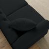 57" Chesterfield Sofa Black Velvet for Living Room, 2 Seater Sofa Tufted Couch with Rolled Arms and Nailhead for Living Room, Bedroom, Office