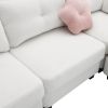[VIDEO provided] [New] 92*63"Modern Teddy Velvet Sectional Sofa,Charging Ports on Each Side,L-shaped Couch with Storage Ottoman