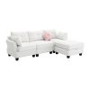 [VIDEO provided] [New] 92*63"Modern Teddy Velvet Sectional Sofa,Charging Ports on Each Side,L-shaped Couch with Storage Ottoman