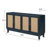 Handcrafted Premium Grain Panels,Rattan Sideboard Buffer Cabinet,Accent Storage Cabinet With 4 Rattan Doors