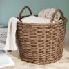 Joseph Round Cone Woven Resin Wicker Basket with Handles - 16" x 16" x 14.5" - Chocolate Brown - For Clothes, Towels, Canvas, Toys