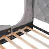 Upholstered Platform Bed Queen Size Storage Velvet Bed with Wingback Headboard and 1 Big Drawer,2 Side Storage Stool(Gray)